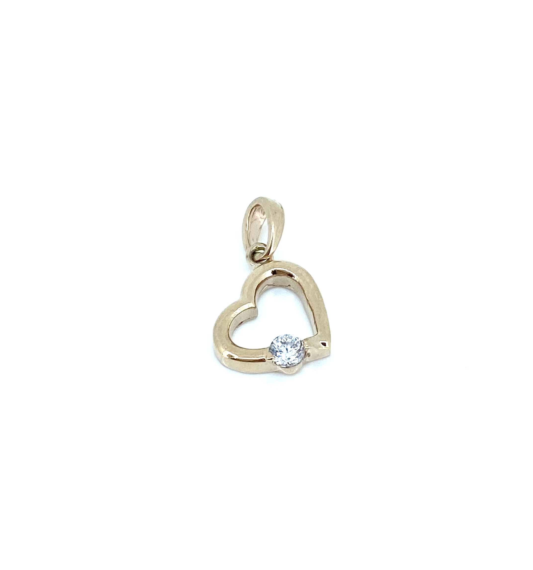 Pendentif pour femme en or 10k, zircon, coeur