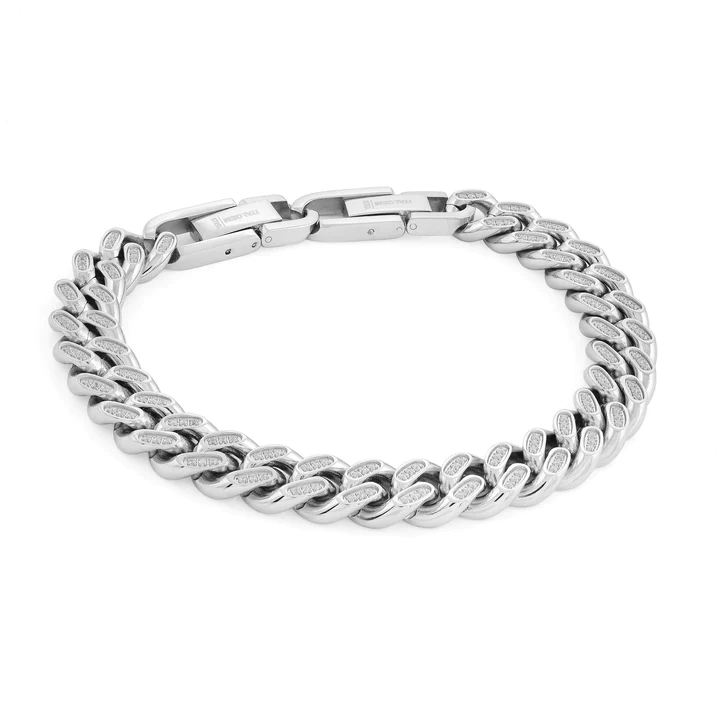 Bracelet stainless garni de pierres - SMB432 - Italgem