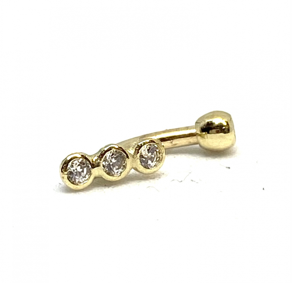 Pine de sourcil en or 14K, 4 zircons - EPY-CB-104 - C.B.E