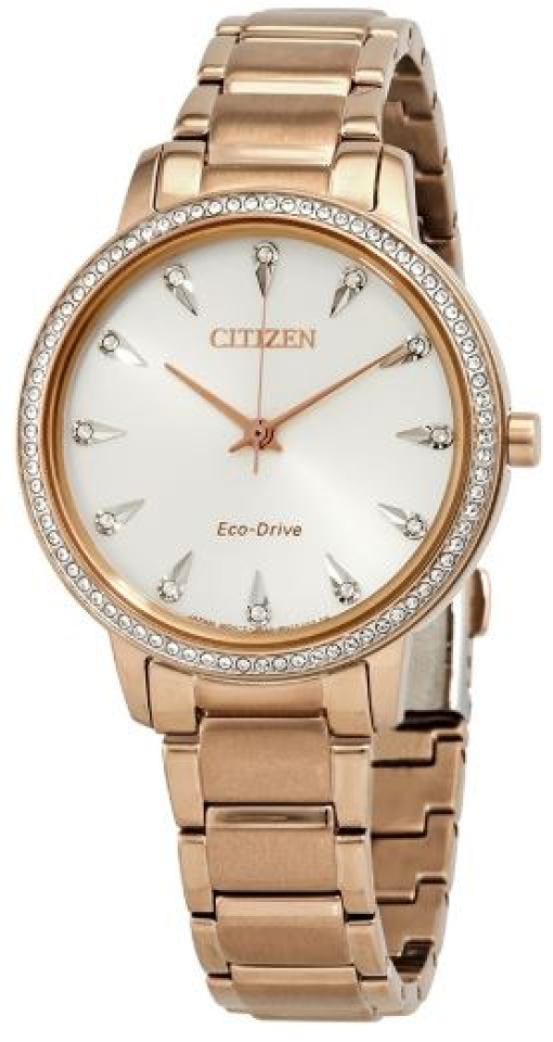 Montre femme, stainless, eco-drive, cadran entouré de pierres - FE7043-55A - Citizen