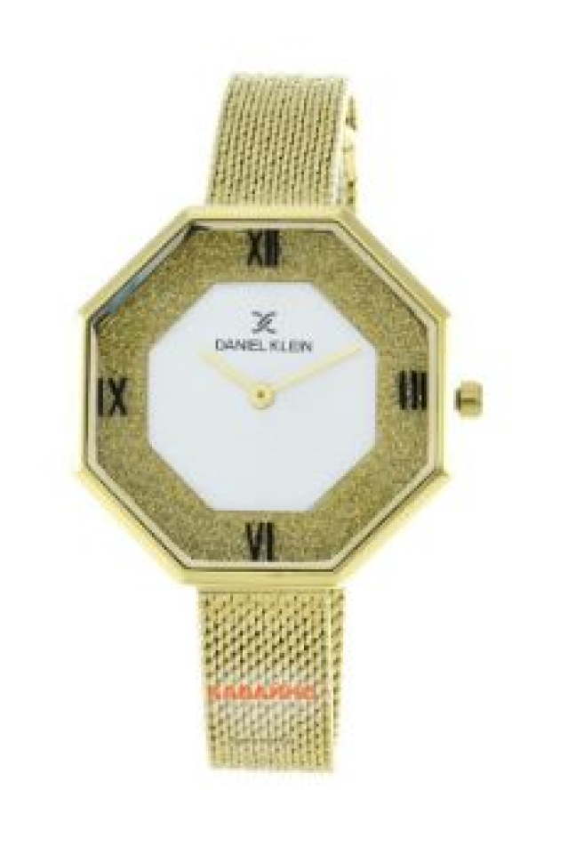 Montre femme, stainless, bracelet mèche, cadran octogone, vitre diamantée - DK12200-2 - Daniel Klein