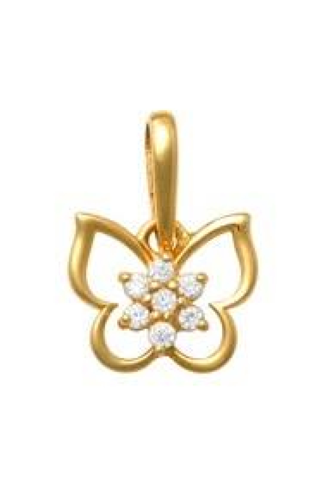 Pendantif pour enfant en or 10k, cubic zirconium, papillon - P24 - Benjamin Jacques