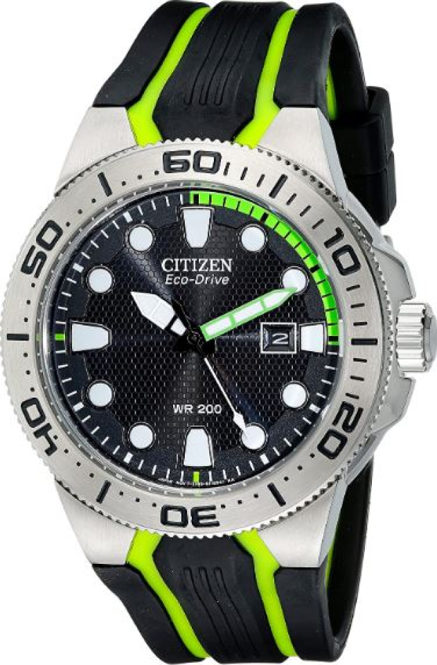 Montre homme, stainless, bracelet silicone, eco-drive, 20ATM - BN0090-01E - Citizen