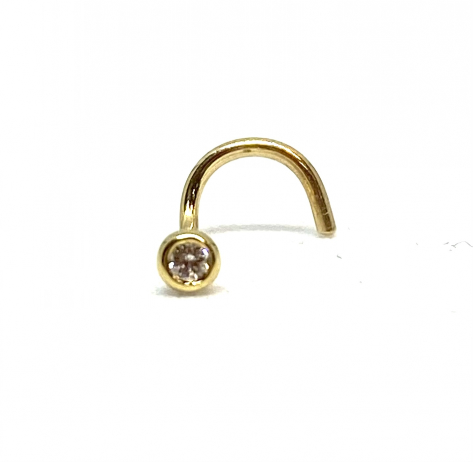 Piercing pour sourcil en or 14K, 1 diamant pour 0.03 carat - NPC-120-Y - C.B.E